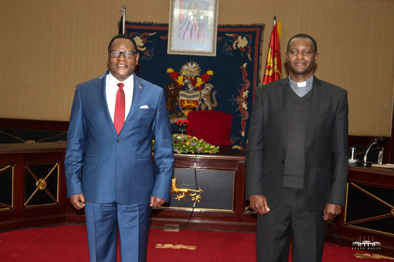 President Lazarus Chakwera with Fr Peter Chifukwa