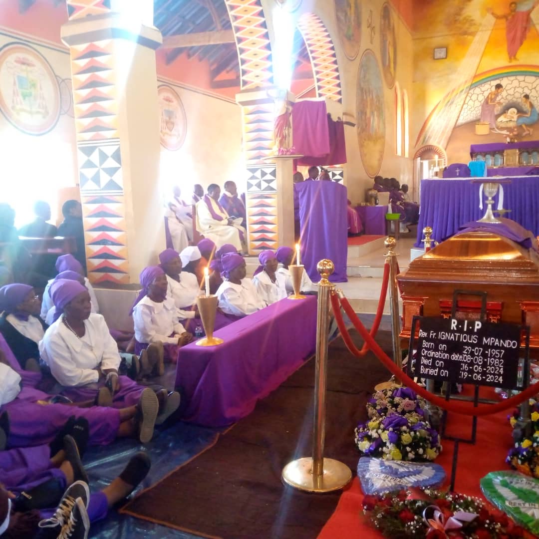 Fr Mpando's casket in Bembeke Cathedral