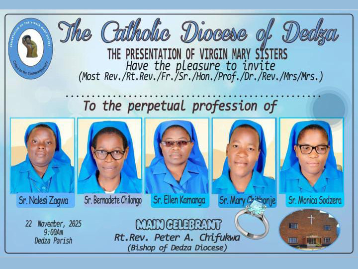 Profession of perpetual vows of five Sisters of the Presentation of the Virgin Mary